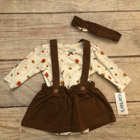 Autumn Harvest Carter's Baby Girl Jumpsuit w Matching Headband Size 3 Months NWT - Picture 1 of 5